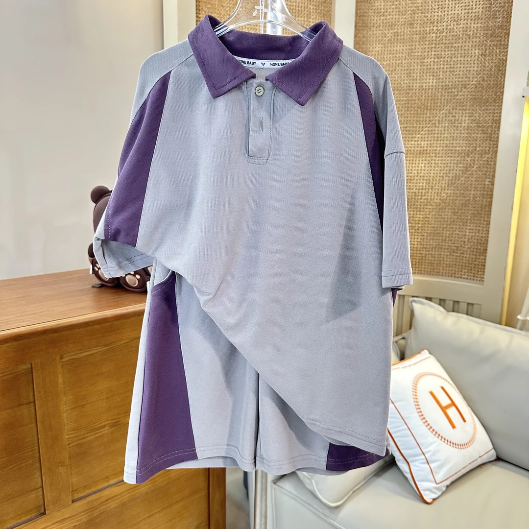 【实体品质】儿童时尚POLO衫套装2025新款休闲套装短袖夏季上衣裤子