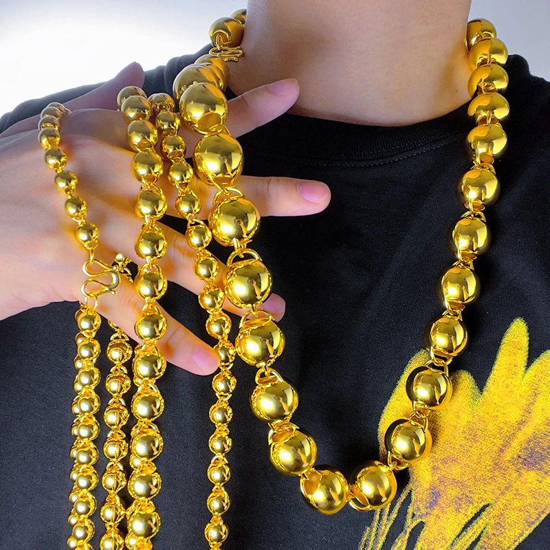 铜合金项链 10毫米空心薄壁珠珠项链