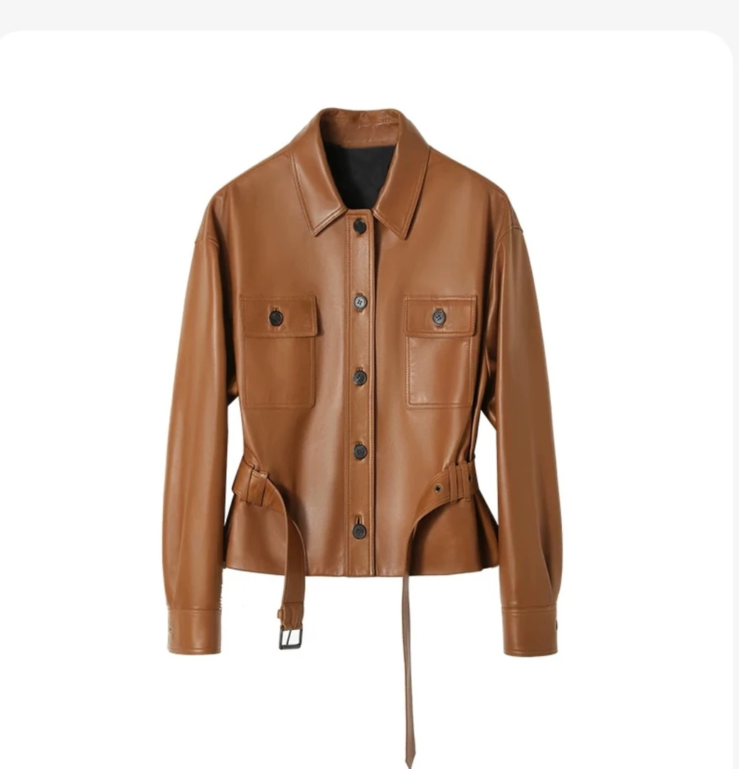 进口绵羊皮夹克外套2025春季新款海宁真皮皮衣女宽松