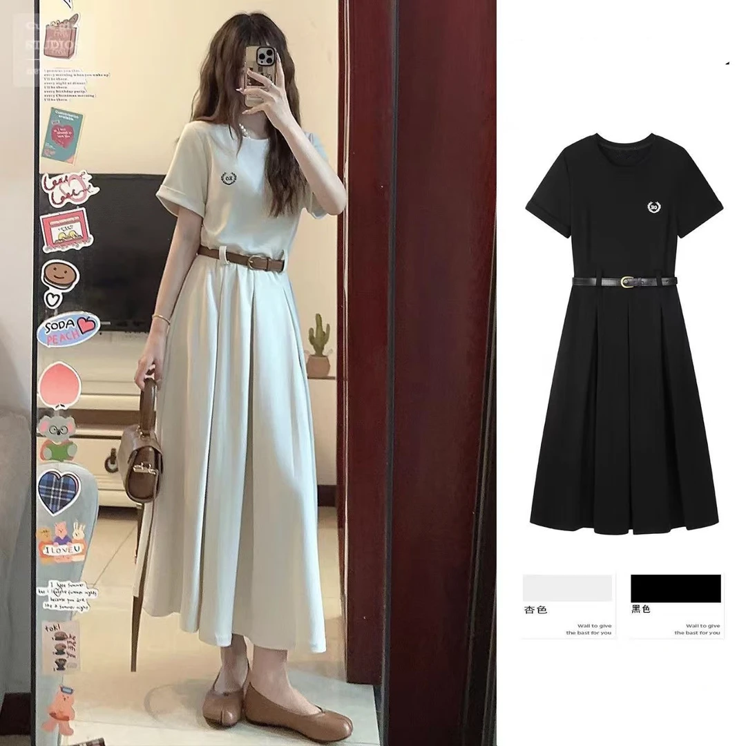 200斤胖mm连衣裙女款夏季大码显瘦遮肉洋气质高腰妈妈装长款裙子