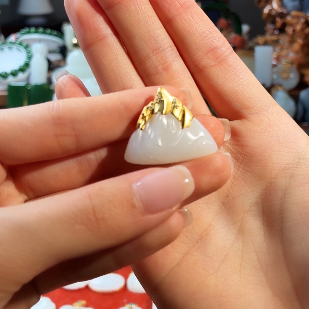 和田玉银S925镶嵌吊坠(不含链)T