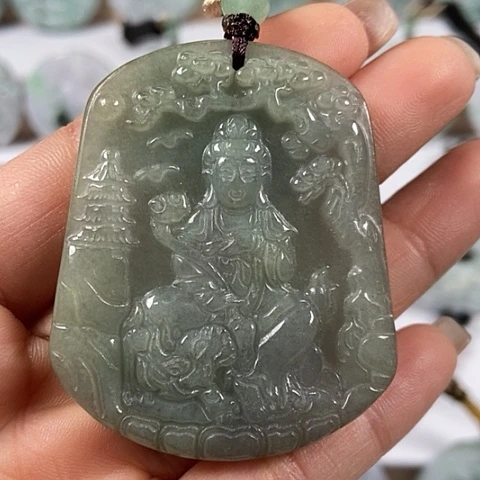 翡翠颈饰未镶嵌文殊菩萨福利