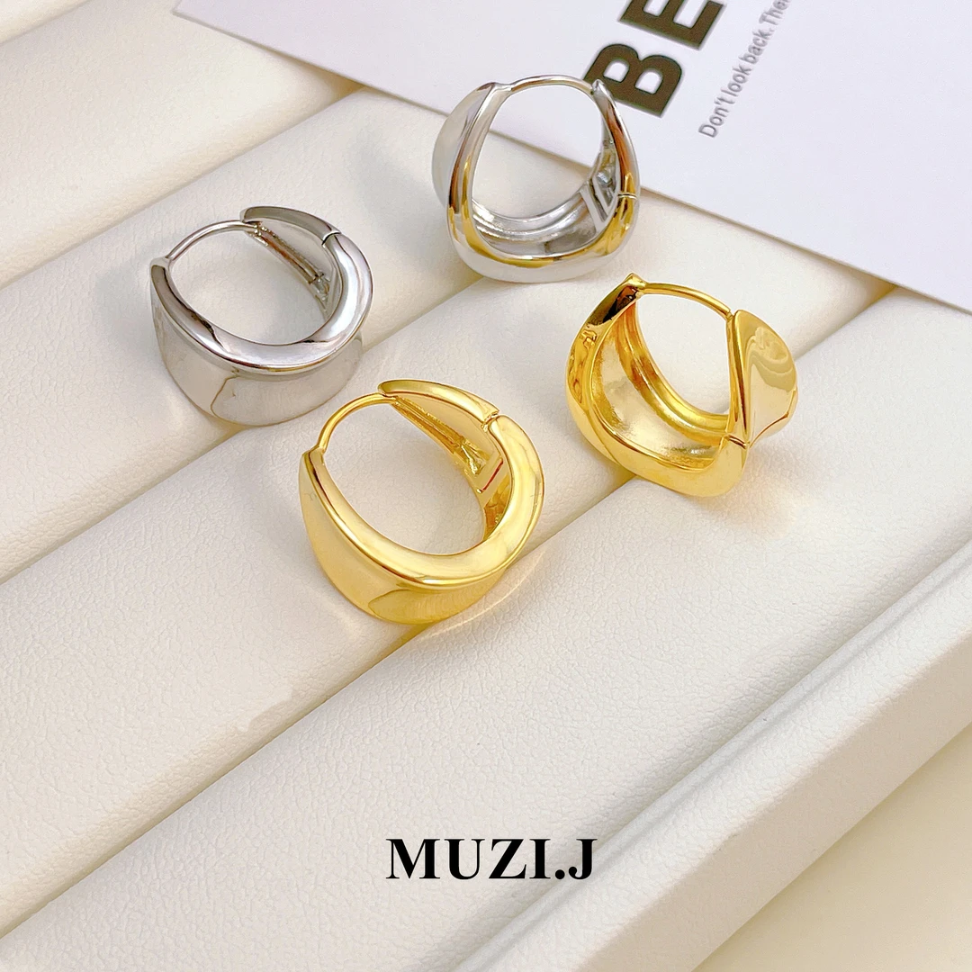 铜合金耳饰 【不规则曲面水滴耳扣】百搭简约设计师简约耳环-3067