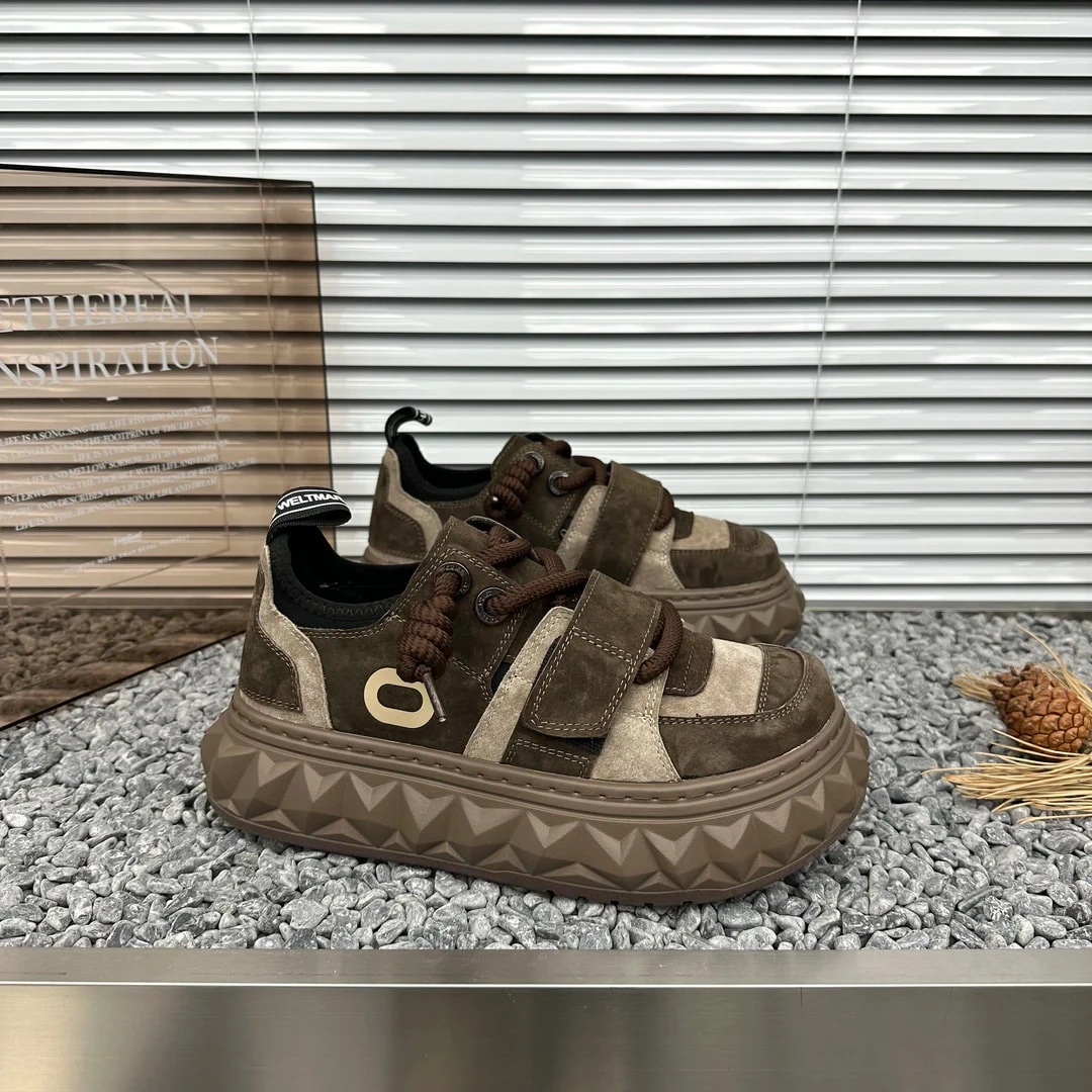 潮流时尚男款小丑鞋厚底轻便增高鞋男士百搭圆头休闲潮鞋潮版个性