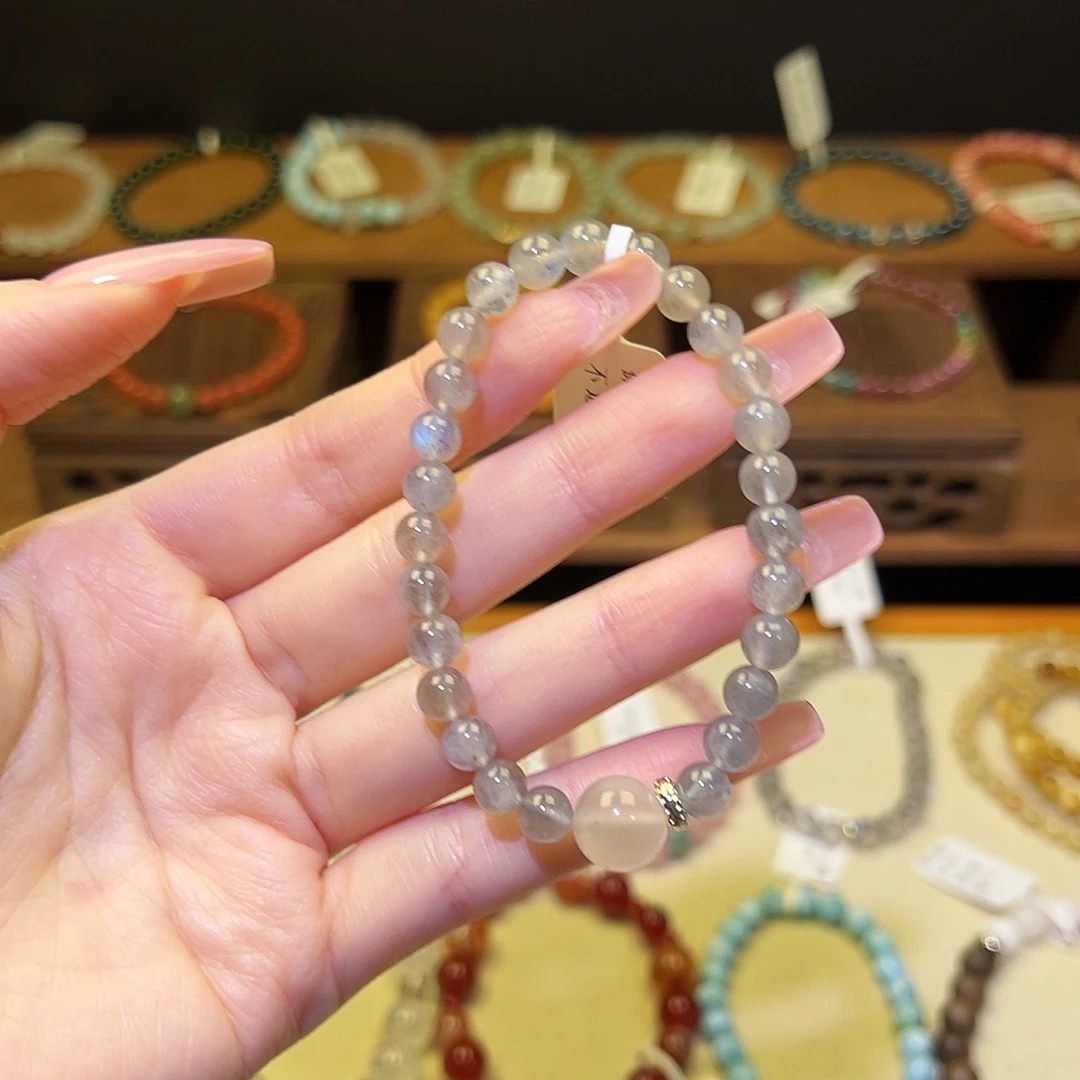 手串水晶银S925镀金镶嵌月光1952