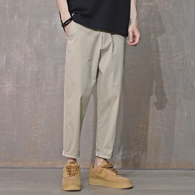 泰维肯戈修身男裤纯棉直筒九分裤男士休闲裤宽松弹力潮版男款男裤