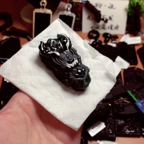 翡翠挂件未镶嵌天然缅甸a货钢琴黑挂件