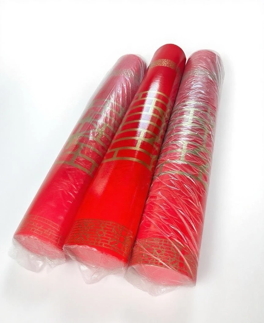 结婚地毯塑料红色婚房装饰烫金喜字地板保护不易破可擦可打扫