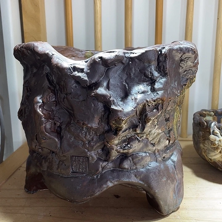 粗砂花盆景德镇陶瓷孤品大盆