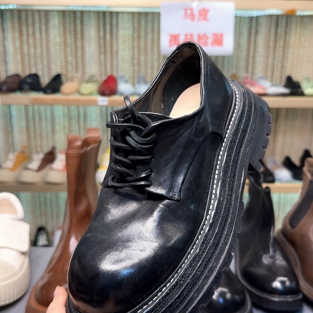 37号全马皮真皮大底黑色德比鞋38码