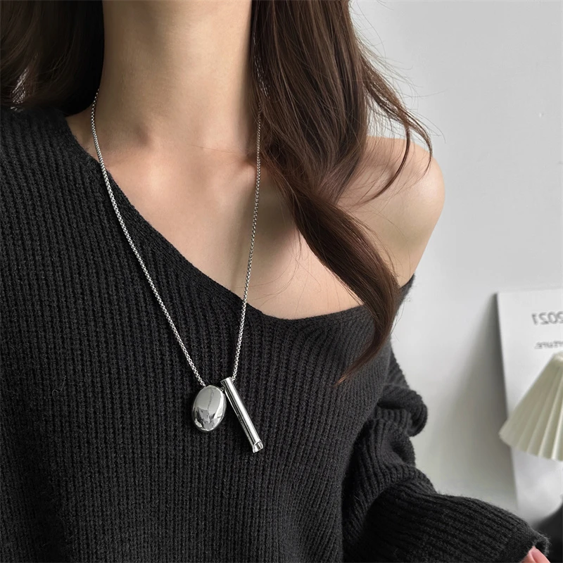 合金项链 X6092-1简约金属口哨项链时尚百搭小众个性ins设计感