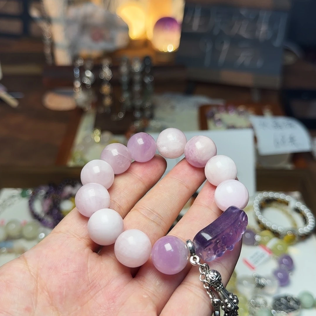 水晶手链合金颖天然水晶紫锂辉手串