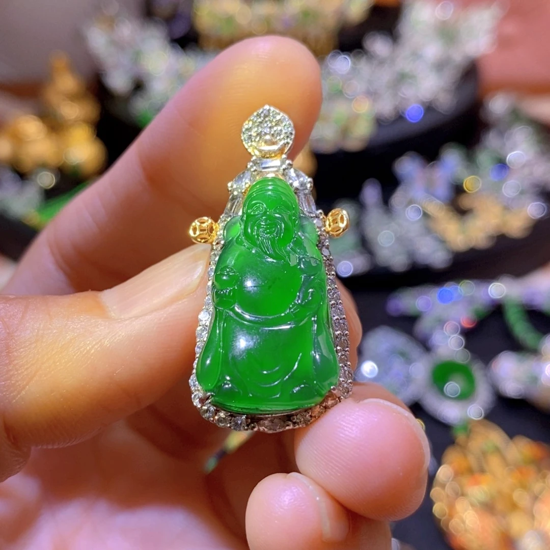 翡翠银S925镶嵌项圈天然翡翠