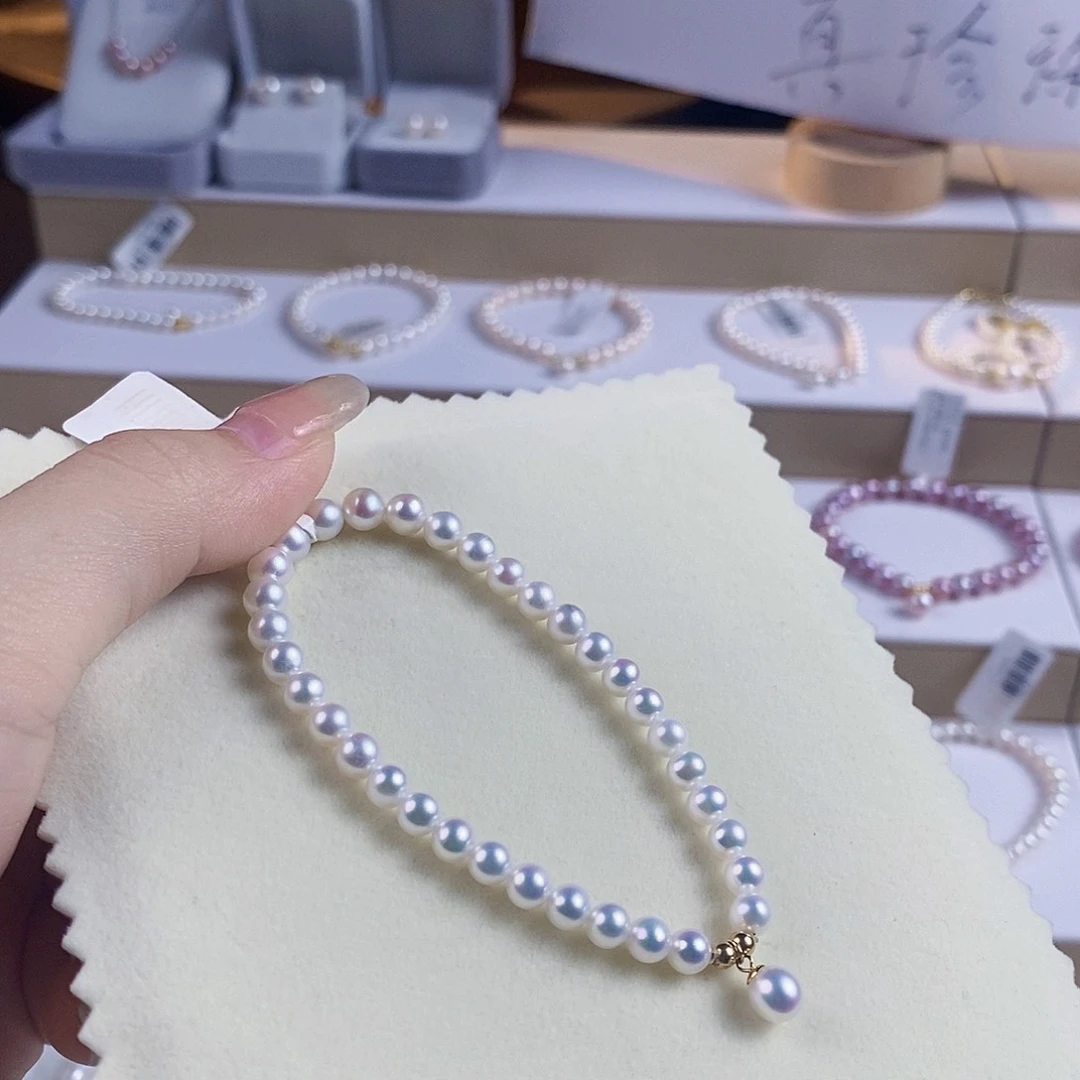 淡水珍珠手绳18K金镶嵌