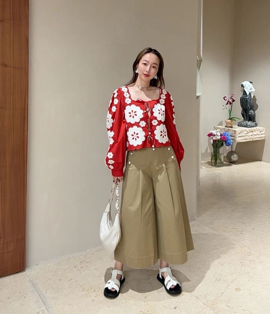 SEA NEW YORK 刺绣白花红色开衫 WENDYZ