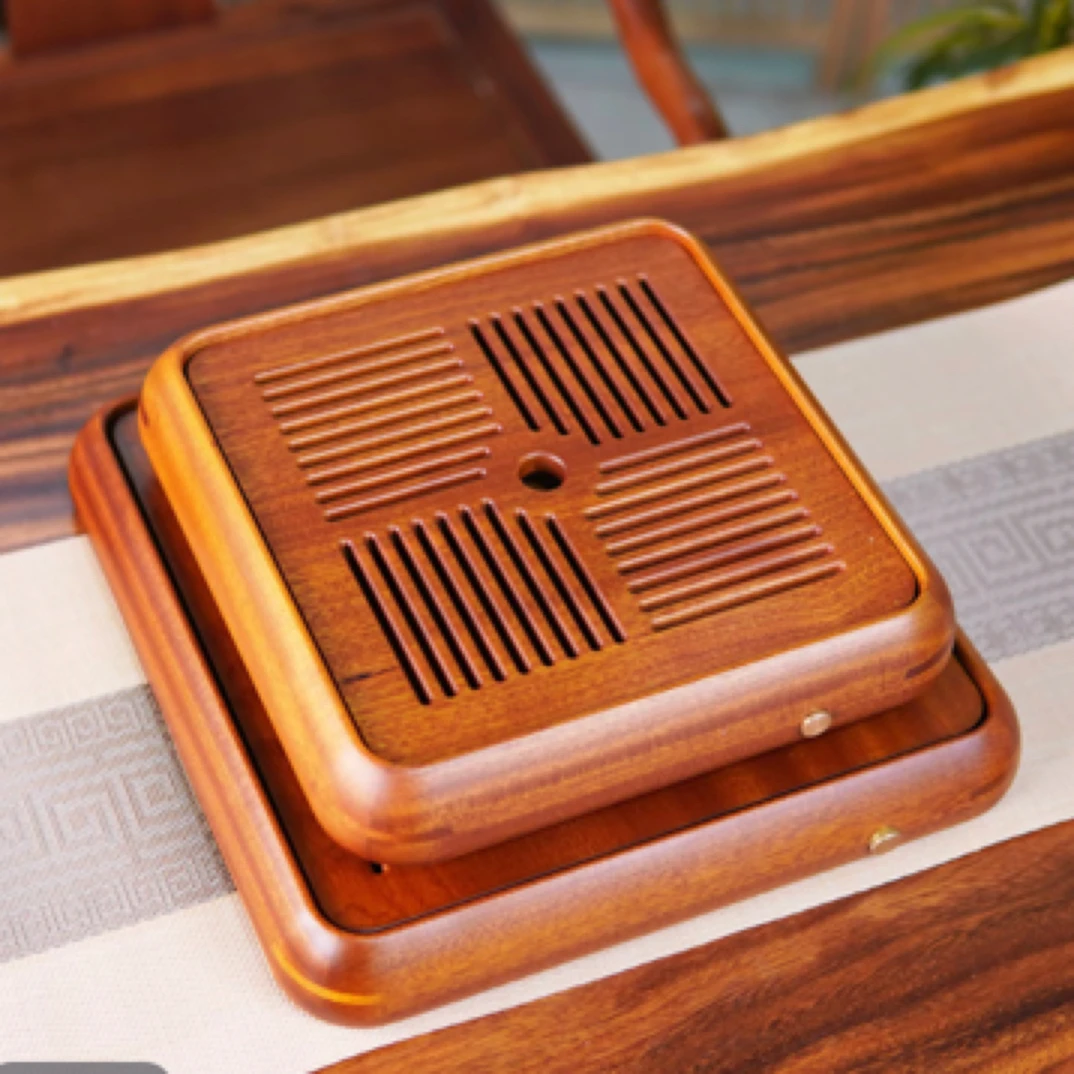 四海花梨木家用茶盘新款小型高端实木干泡茶台托盘客厅储水式茶海