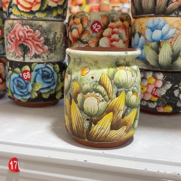 美***醒景德镇手绘花盆陶瓷