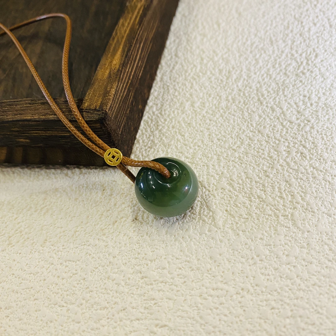 【V姐珠宝】XF2241 和田玉碧玉猫眼平安扣吊坠