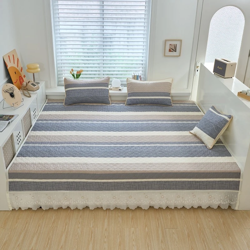 四季通用纯棉夹棉大床榻榻米炕盖床单可机洗小清新床盖可定制家用