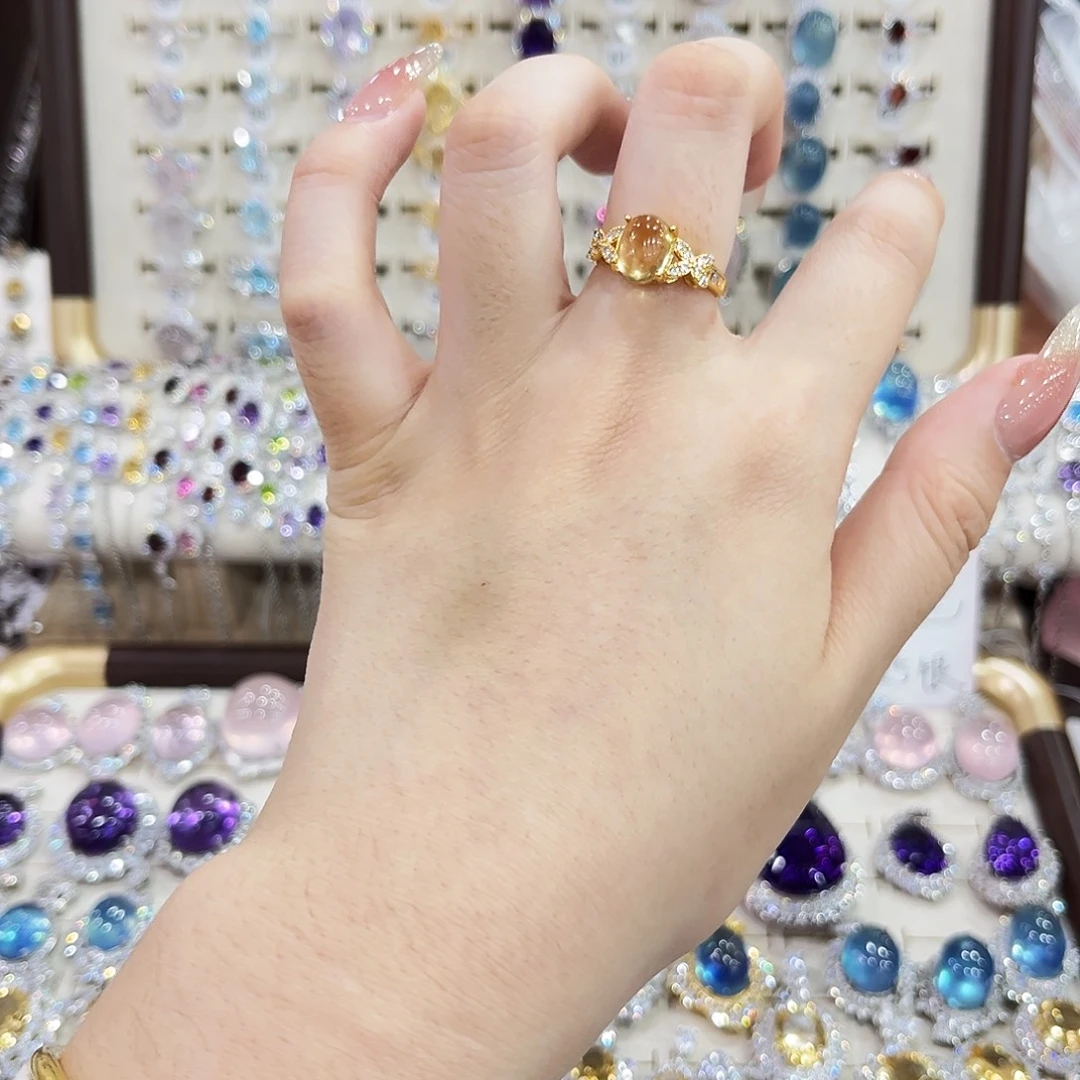 烟晶戒指银S925镶嵌