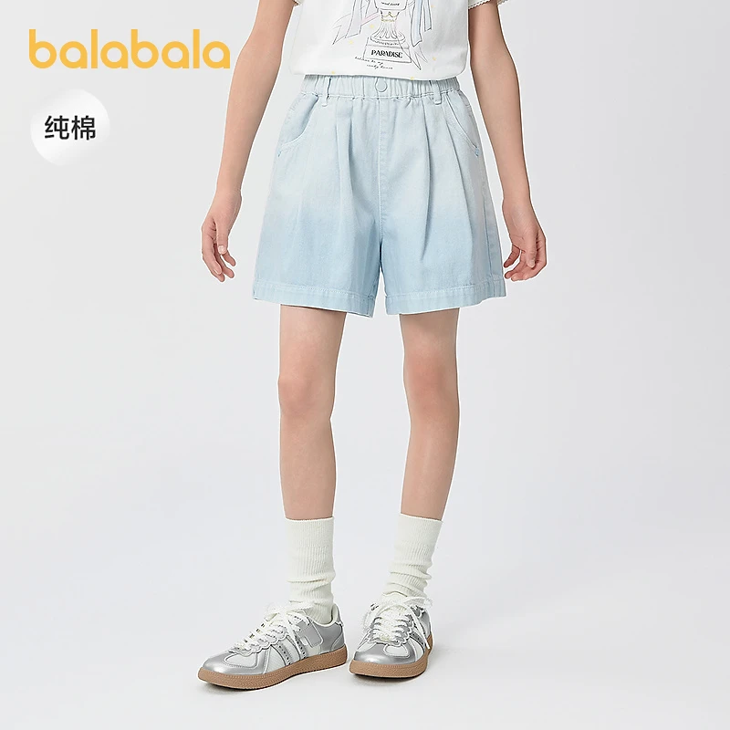 【商场同款】巴拉巴拉儿童牛仔短裤女童2025夏款大童薄款裤子纯棉