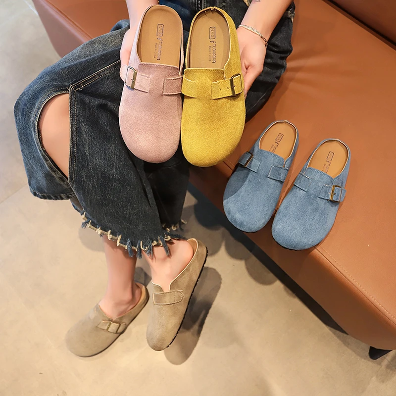 复古内增高厚底勃肯鞋包头半拖鞋女夏外穿2025新款一脚蹬单鞋凉拖