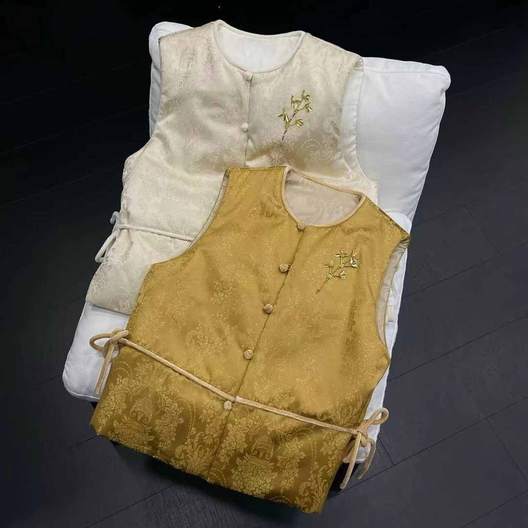 【云锦天章】高级感中式重工钉珠织金提花夹棉马甲