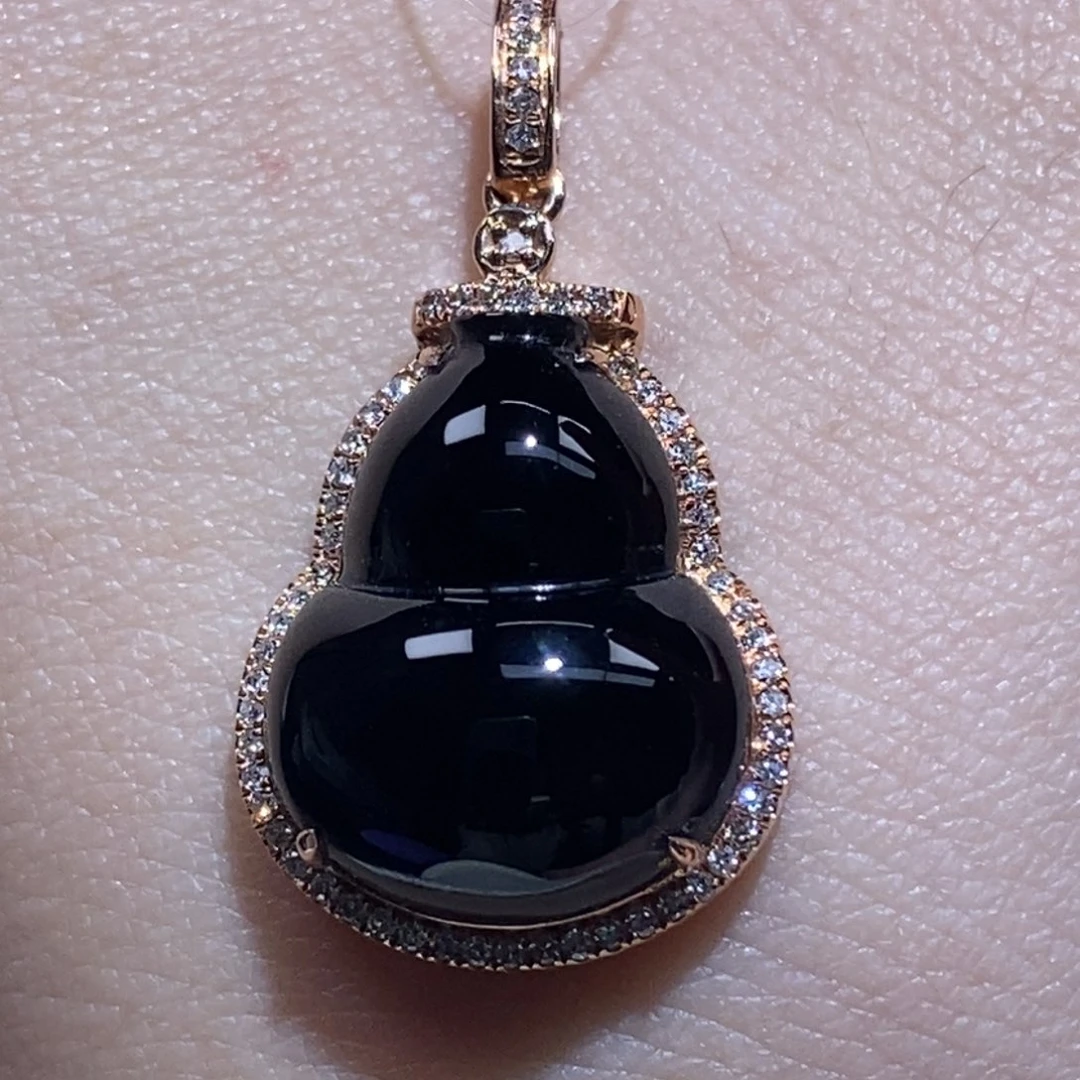 吊坠(不含链)18K金镶嵌翡翠