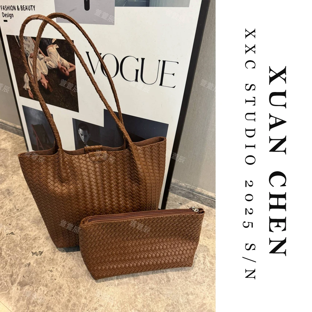 设计感复古编织托特包时尚百搭手拎包#8809