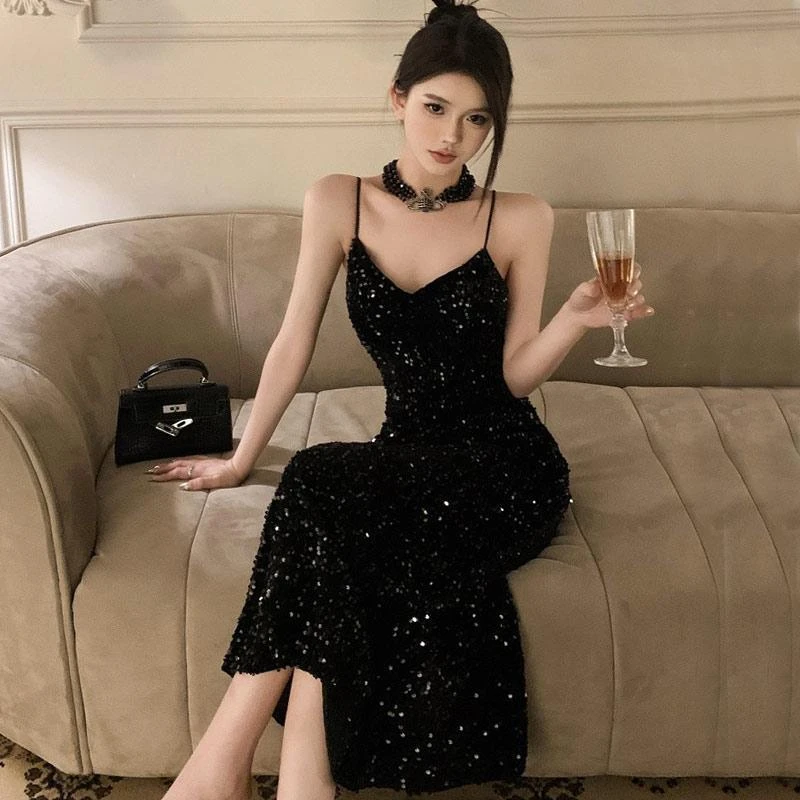 型走每一天~晚礼服长裙女高级感闪闪纯欲风高端轻奢亮片连衣裙