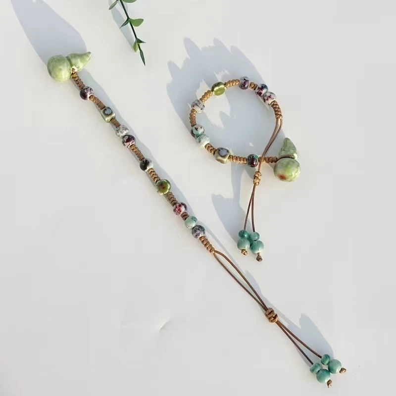 非金属陶瓷手链 【福禄】编绳款非金属陶瓷DIY手链高级手工串珠手串