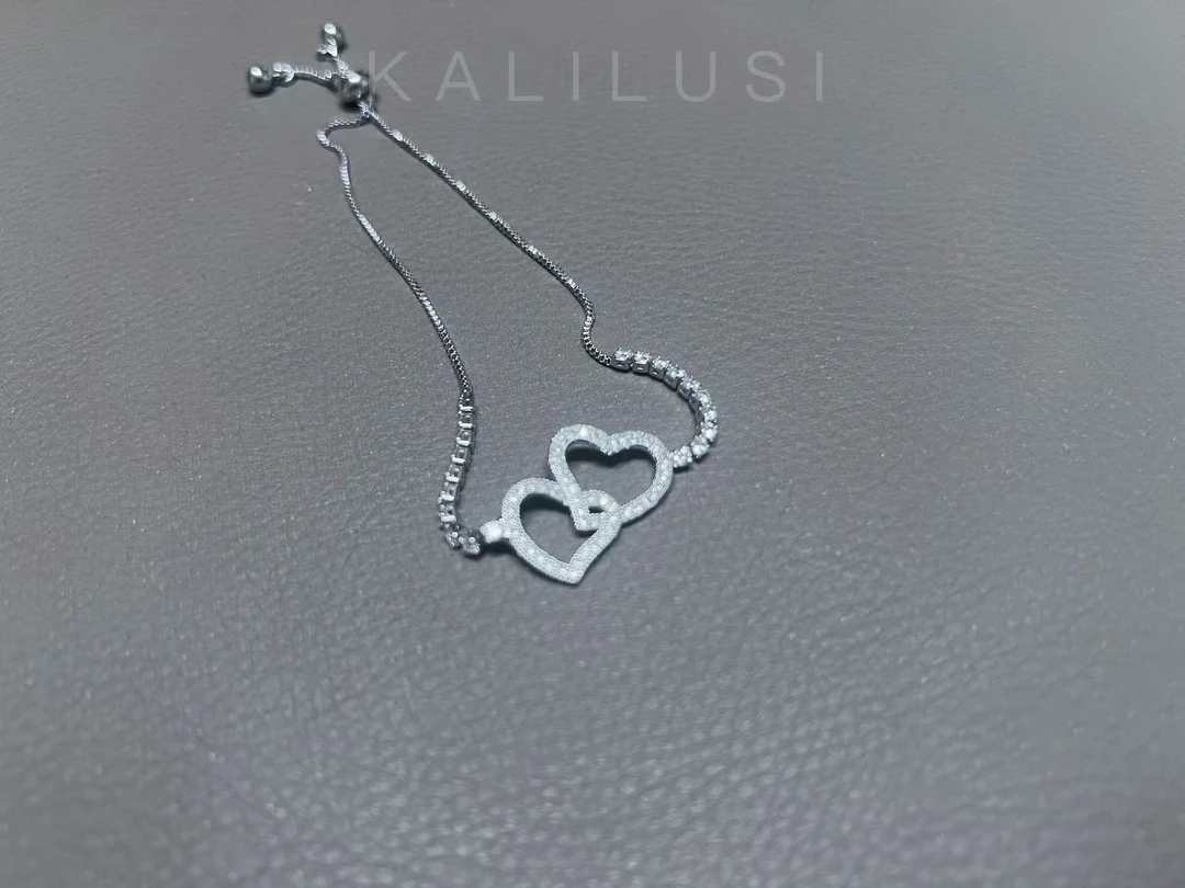 铜合金玻璃手链 201小众百搭爱心手链