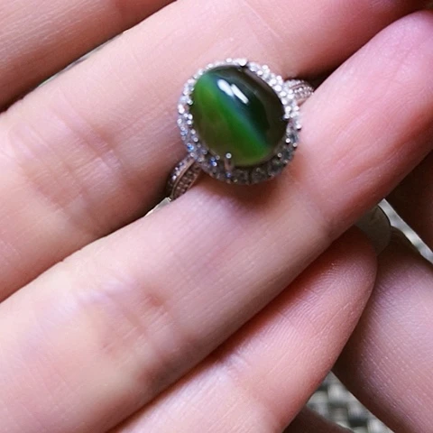 和田玉银S925镶嵌戒指