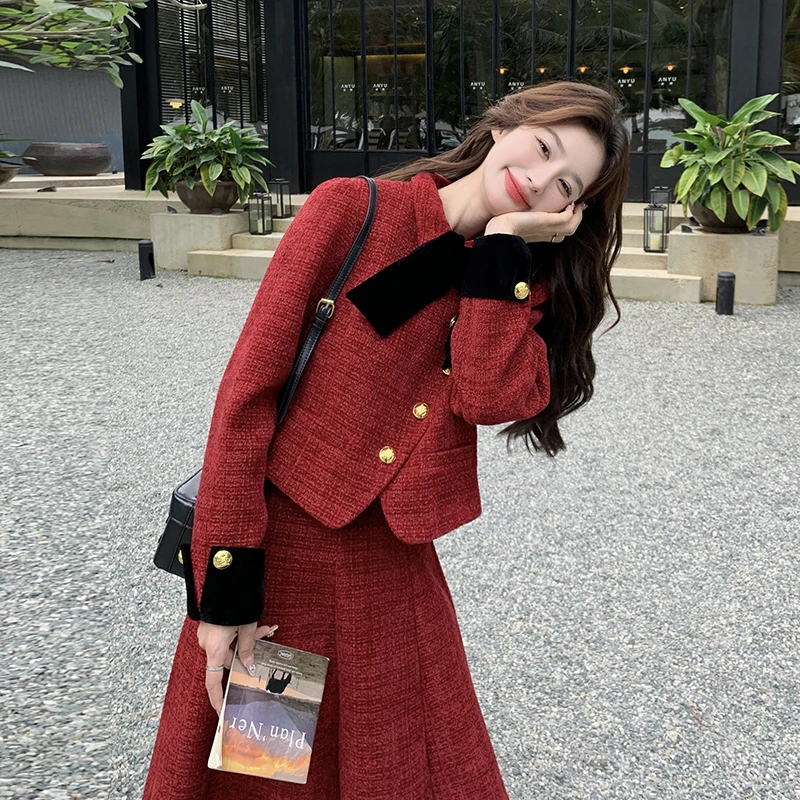 2025春季新款时尚套装配领结可拆卸2色入1013P165K238秋季气质