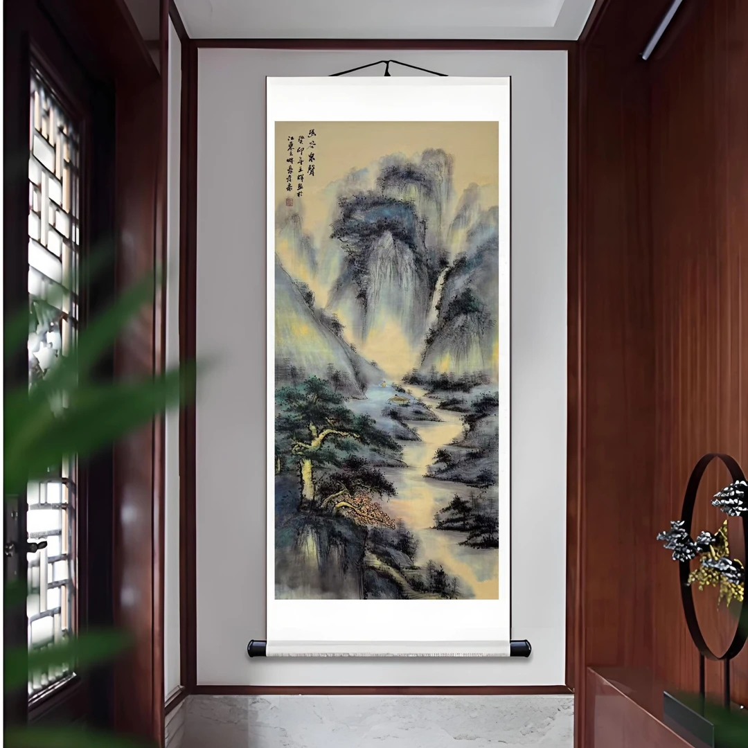 三尺《幽谷泉声》软装裱卷轴成品包邮到家