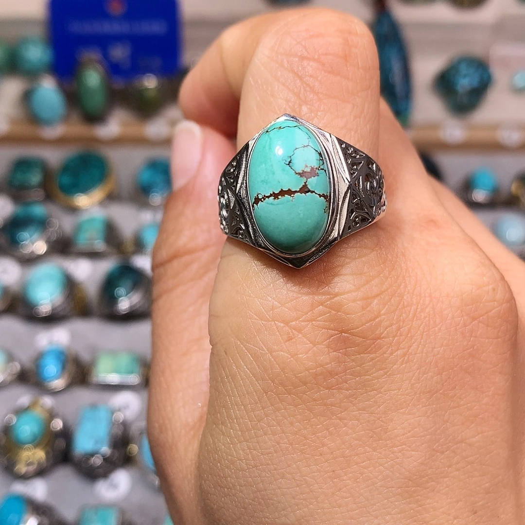 绿松石挂件银S925镶嵌