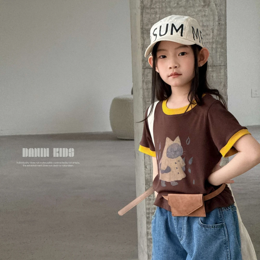 【嗒囜】女童25夏季新款洋气小版辣妹T恤儿童舒适圆领短袖上衣