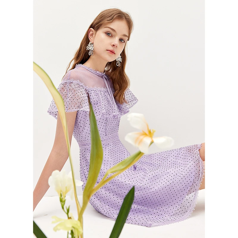 missCOCOON仙气女夏通勤荷叶边连衣裙7586