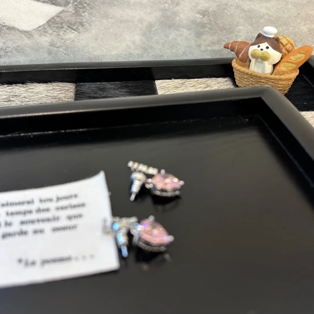 铜合金合成锆石耳饰 字母爱心zz耳环EH2231