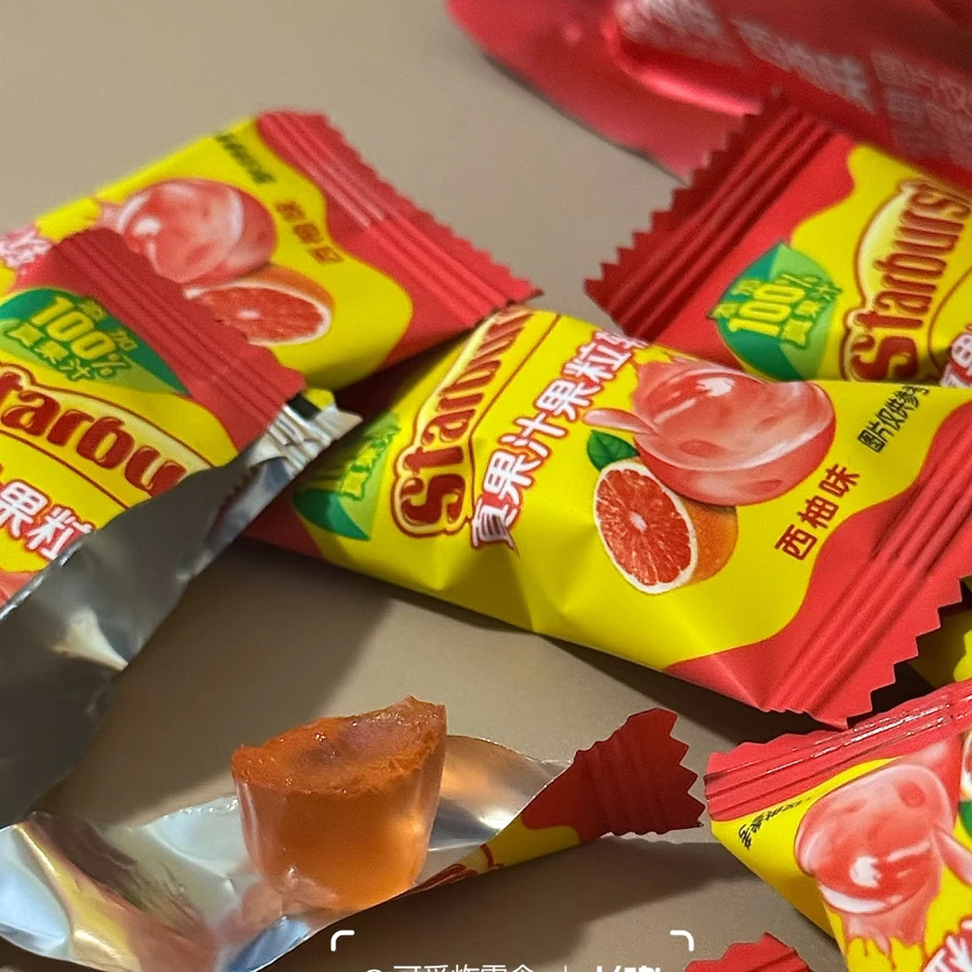 真果汁果粒软糖含蔓越莓和西柚口味健康零食