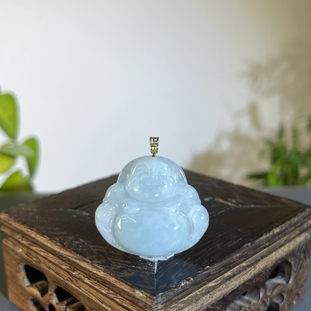 JTB02-40  天然缅甸翡翠A货  18K金扣佛公