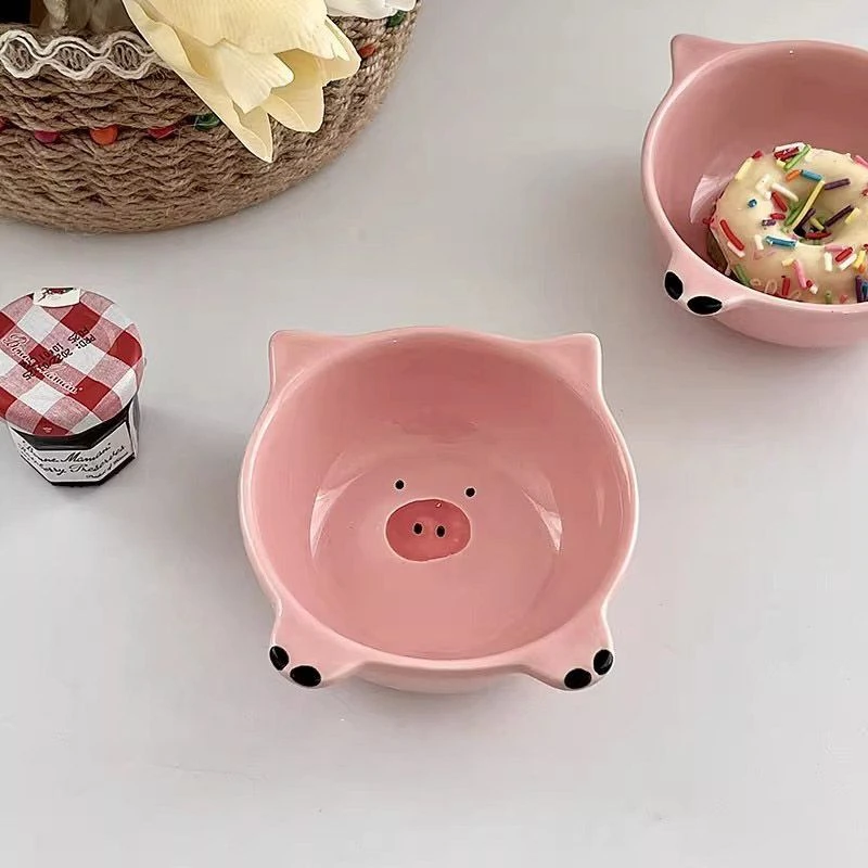 ins可爱粉色小猪碟陶瓷宿舍小碗火锅麻酱小吃碟调料碟家用小料碗