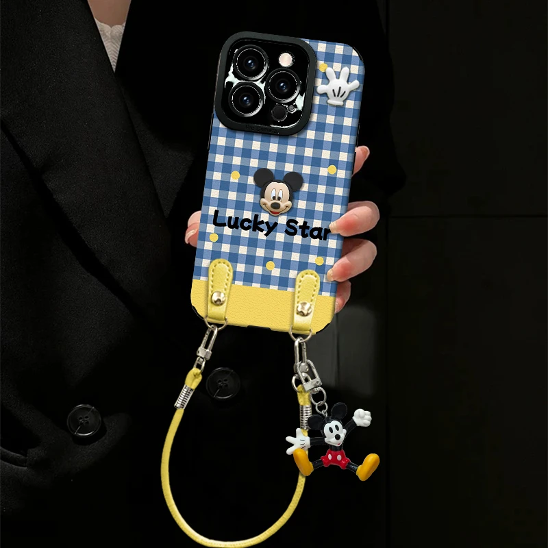 夏天波点格纹米奇手提皮质适用苹果/oppo/华为/vivo/小米ins风女