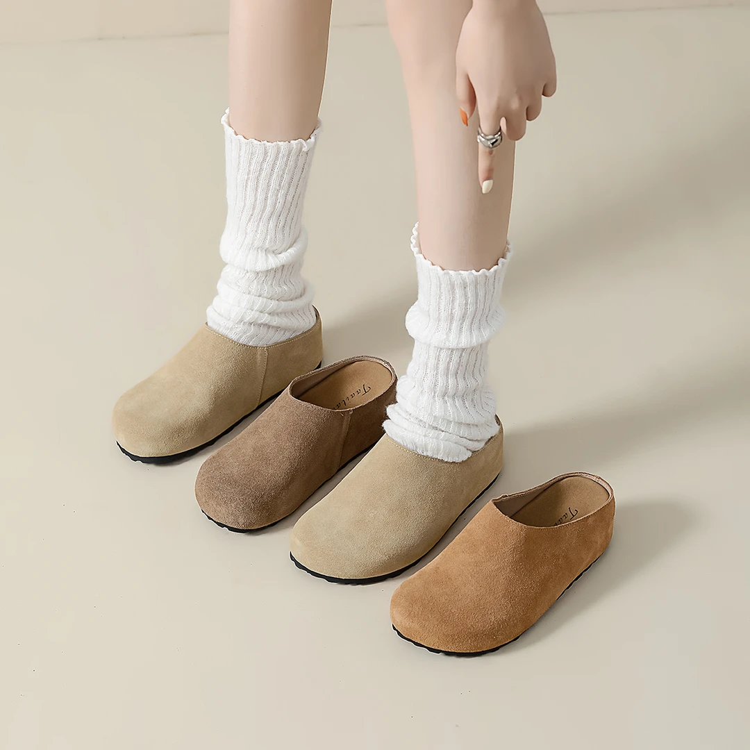 2024秋季新款法式复古包头勃肯鞋女软底休闲百搭配裙子休闲半拖鞋