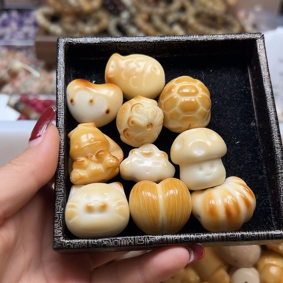手串菩提根/象牙果瑕疵炭烤混10颗有裂1