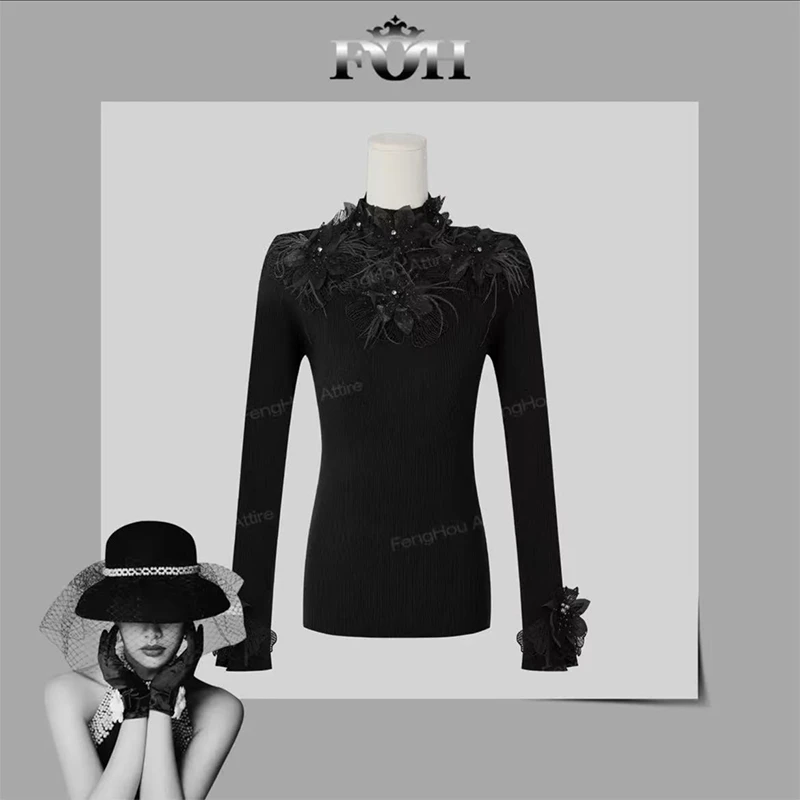 芙娜妮轻奢秋冬新款小众设计气质显瘦名媛时尚上衣毛衣女F2432678