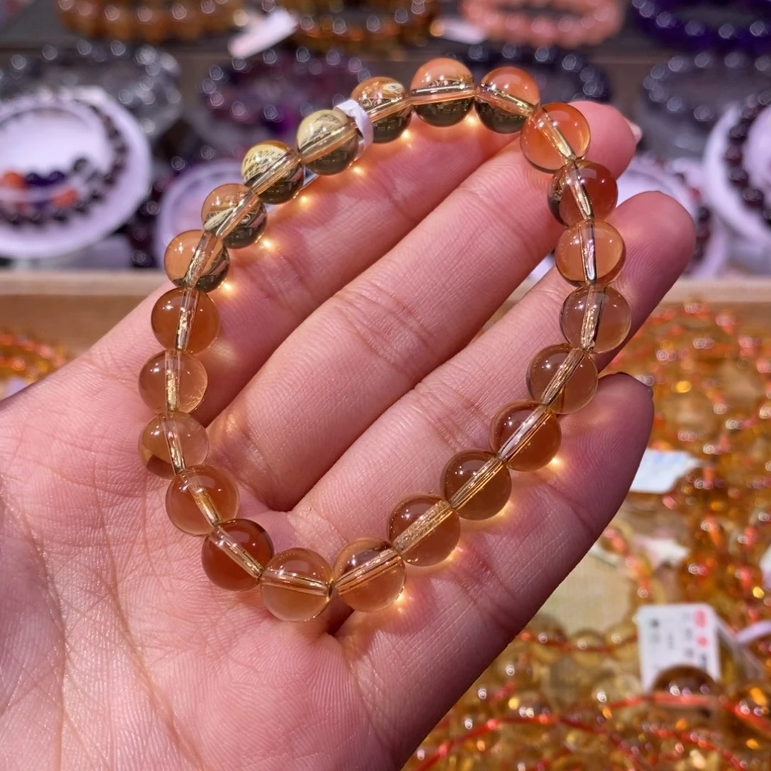 水晶手串未镶嵌不****女黄水晶8+