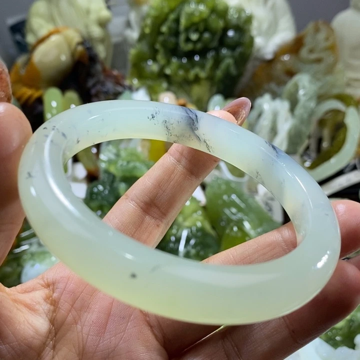 岫玉未镶嵌岫玉手镯60口径