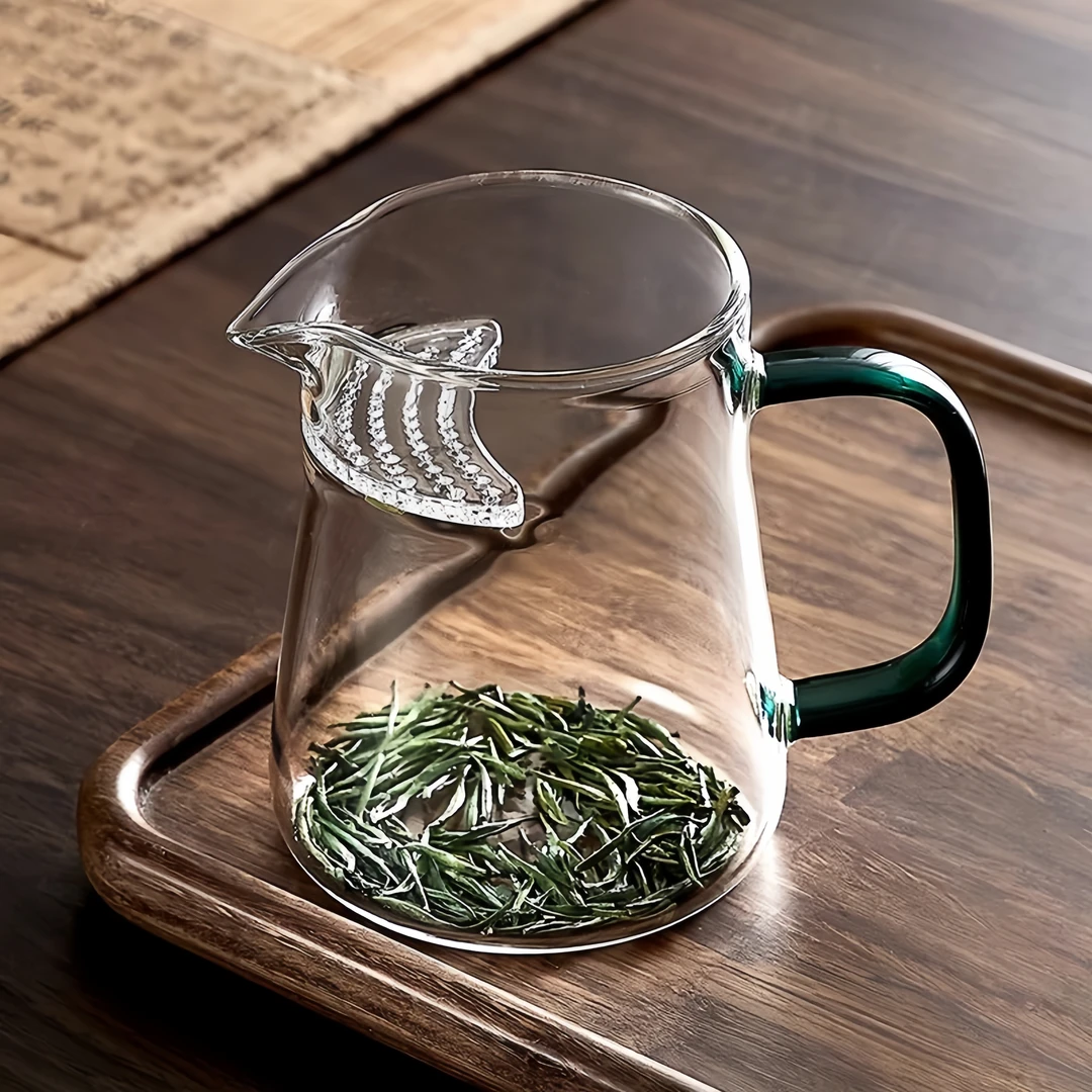 璃泰加厚耐热公道杯高硼硅月牙玻璃家用绿茶公杯玻璃茶具过滤公杯