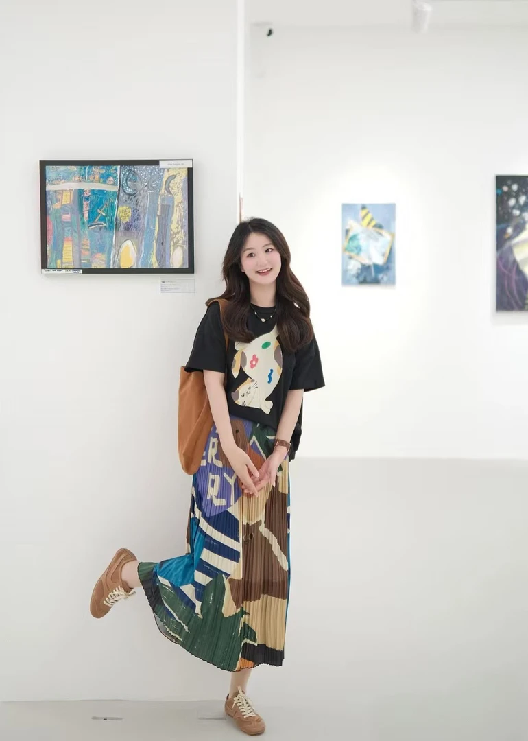 {Lena专属}夏季穿搭一整套女装新款时尚印花上衣百褶半身裙两件套